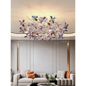 D23.6in Luxury Modern Crystal Ceiling Light Creative <strong>Designer</strong> Glass Flower <strong>LED</strong> Aluminum Branch IP65 for Living Bedroom AC Source - Product Image 3