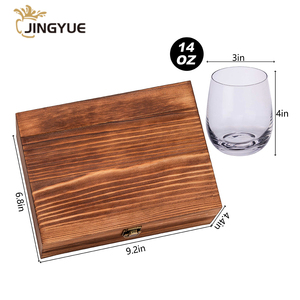 Rượu mở chai rượu vang Stopper phụ kiện và 14oz uống rượu vang đỏ stemless kính trong hộp quà tặng bằng gỗ cho đám cưới đính hôn - Product Image 2