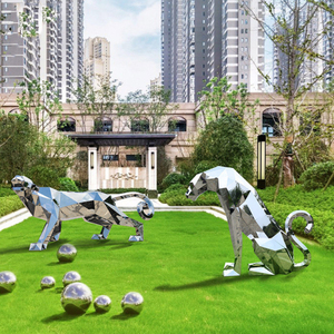 Глянцевая пантера металлические скульптуры леопард из нержавеющей стали статуя - Product Image 6