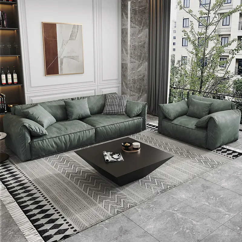 Ensemble de canapés sectionnels, vert, confortable, design italien, meubles de salon, 1 + 1 + 3, offre spéciale