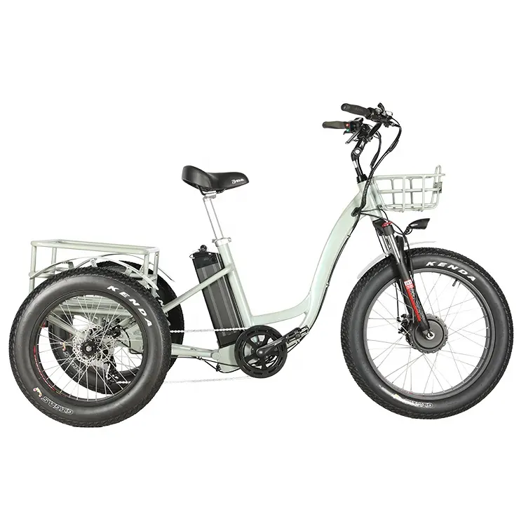 24-inch 48V 500W chất béo lốp xe ba bánh điện dành cho người lớn E Trike 3 bánh xe Xe đạp giỏ khung nhôm 500W Lithium đi lại giải trí