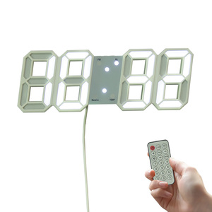 EMAF Modern Home Decorate Remote Control 3D LED Table Wall Clock Time Day Temperature Alarm Clock with 99'99'' <strong>Timer</strong> Function - Product Image 1