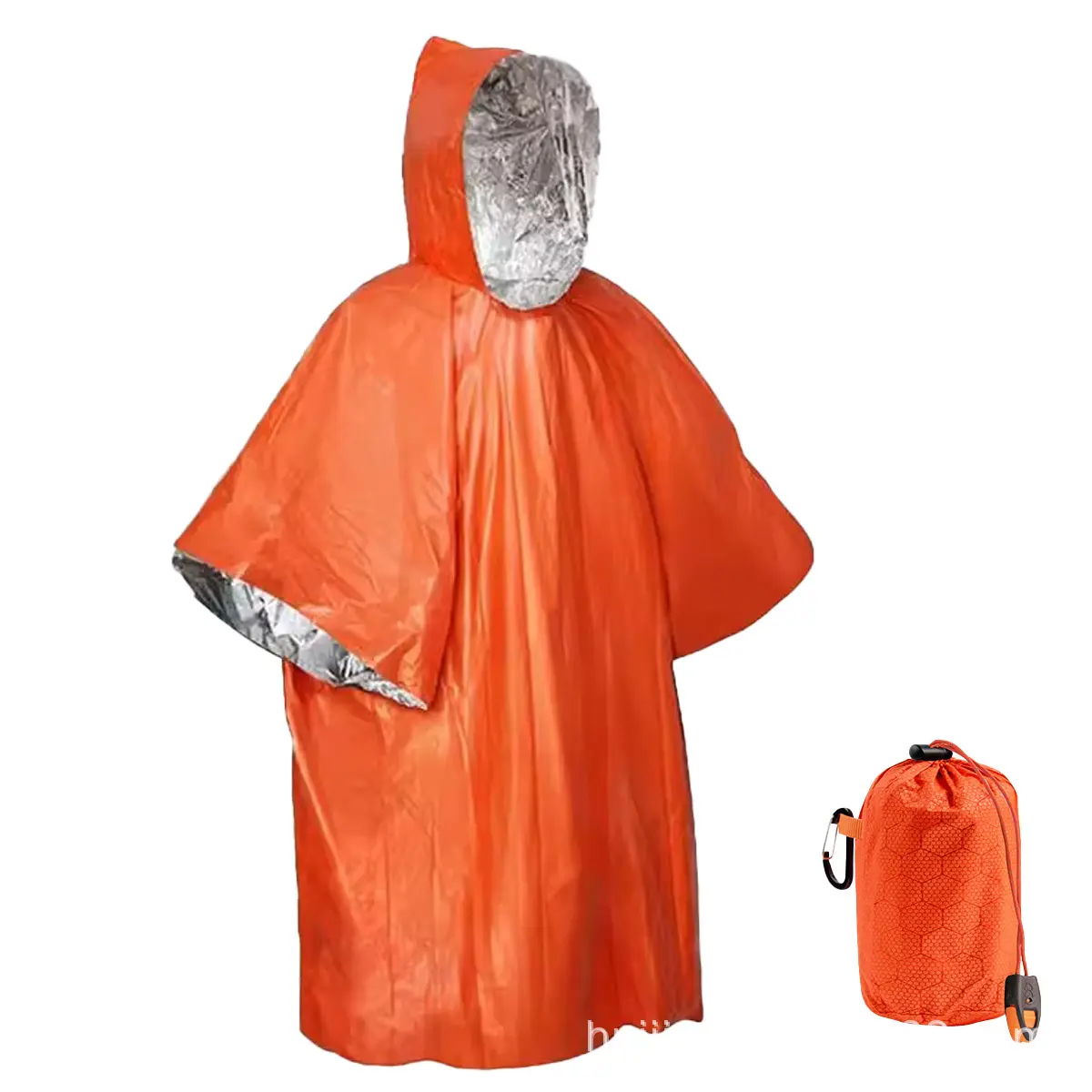 معطف مطر خارجي محمول مقاوم للماء PE بطانية حرارية للطوارئ قوالب سياحية من الألومنيوم معطف مطر