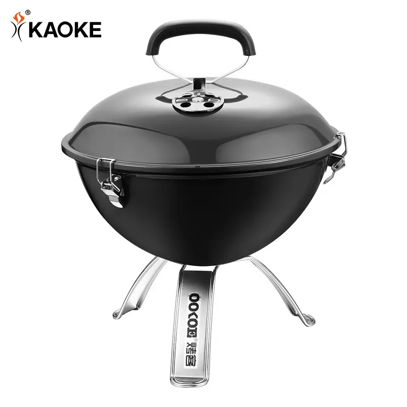 KAOKE 14 Zoll Holzkohle grill im Freien Mini Tabletop Kttle Grill Camping BBQ Grill Tragbarer Grill Grill mit Deckel