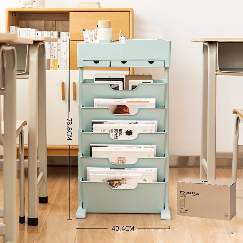 Blue - 3 drawers without wheels