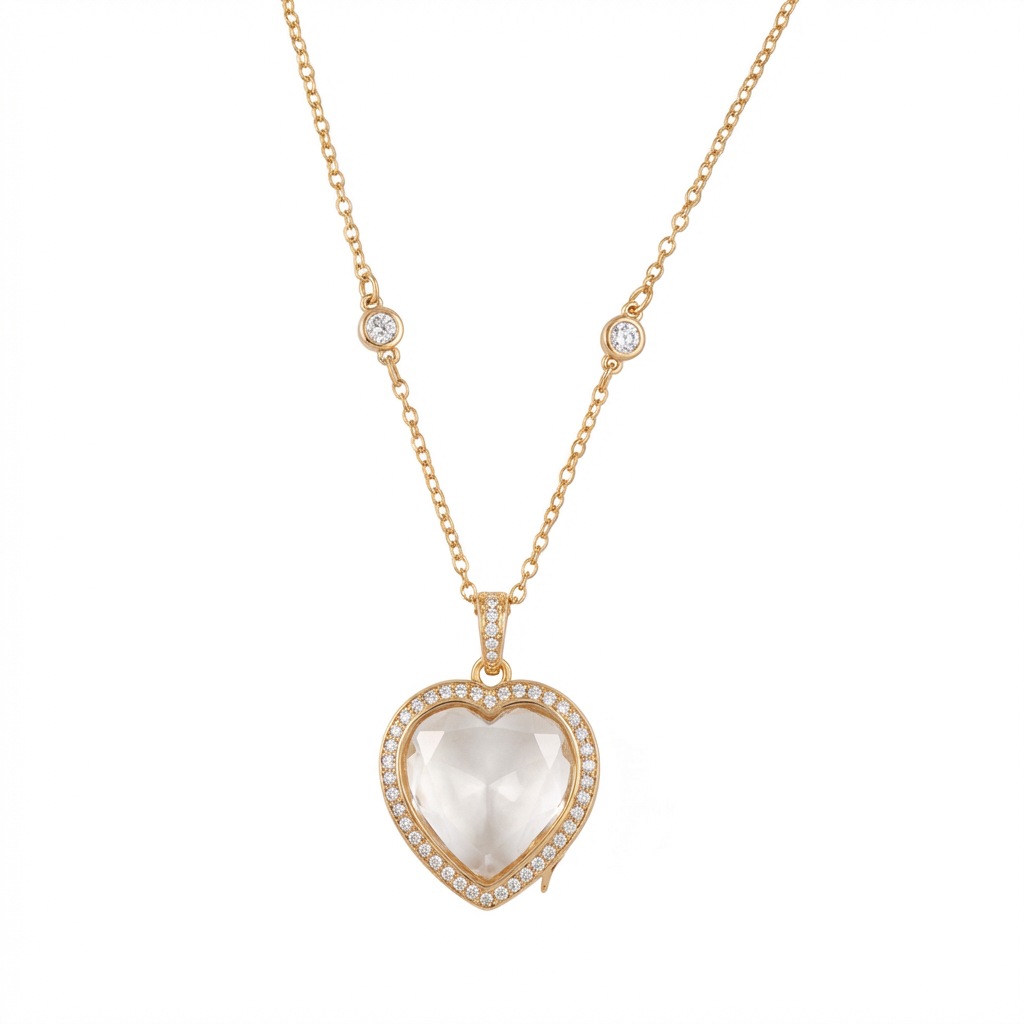 Collier boîte coeur plein de diamants-boîte vide en or