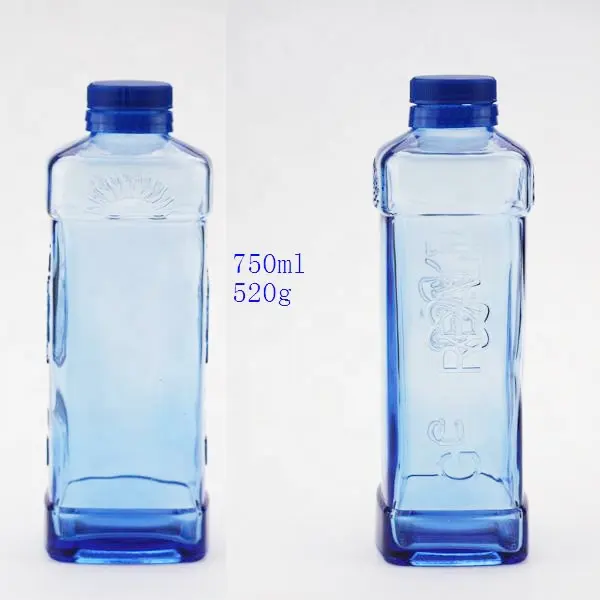 Gourde en verre pour sportifs, 500ml, avec bouchon en caoutchouc à vis, pour les minéraux, couleur bleue