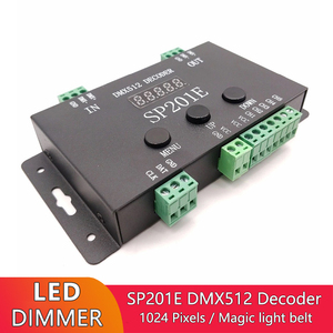 Controlador decodificador DMX512 SP201E DC5V 24V SPI, señal direccionable IC RGB LED Pixel 5 canales salida PWM 2811 2812 1903 tiras