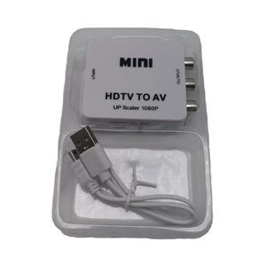 Convertidor HDTV2AV de 1080p, caja blanca, HD a AV, RCA, CVBS, adaptador de salida compuesto, convertidor de Audio y vídeo con entrada de 5V