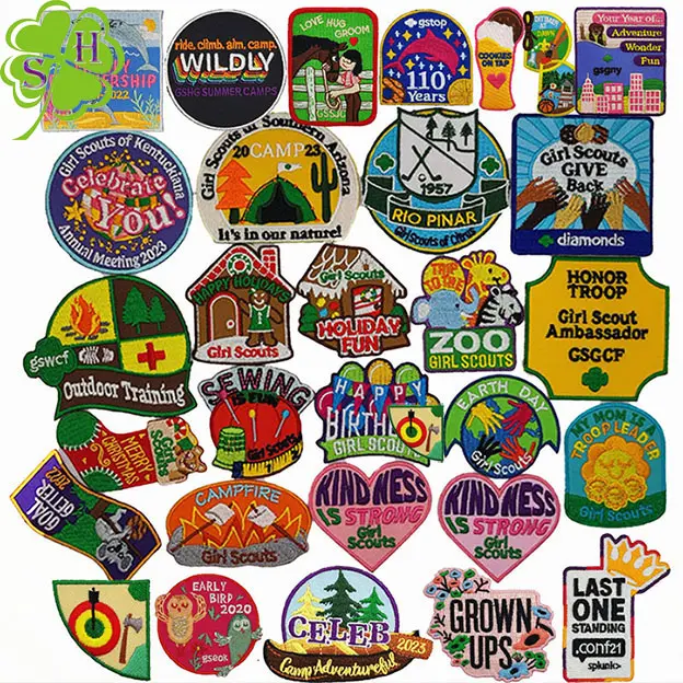 Patch jahit Kemah gunung, untuk pakaian, petualangan luar ruangan, Patch bordir pada jaket ransel DIY