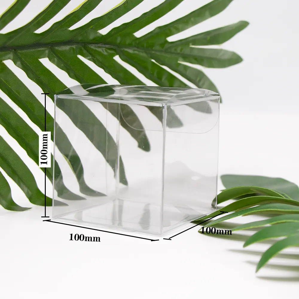 Petites boîtes d'emballage pliantes en plastique PVC PET transparent acétate imprimées avec logo personnalisé pour paquet cadeau