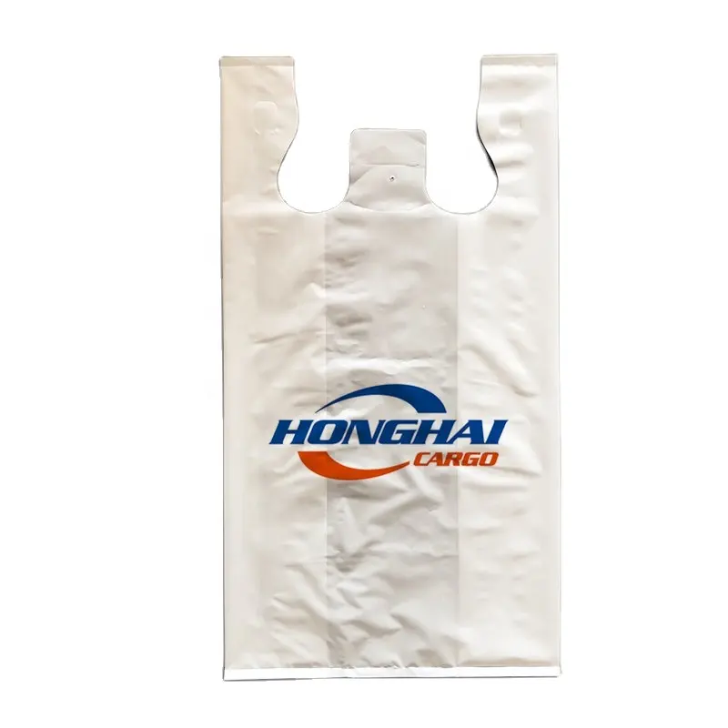 T shirt plastik torba, özel baskılı plastik bakkal T-Shirt çanta, toplu renkli baskı özelleştirme yelek çanta
