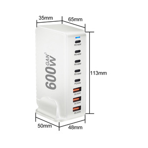 Sıcak satış Pd3.1 çok fonksiyonlu masaüstü şarj cihazı 600W GaN Pd3.1 adaptörü 8 Port hızlı USB şarj aleti cep telefonu Laptop için - Product Image 6