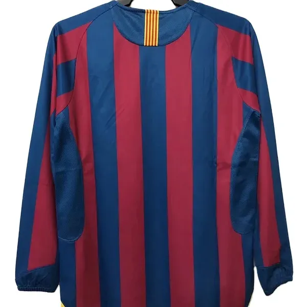 05 06 Barcel Home Jersey #30 MESSI #10 RONALDINHO Chemise à manches longues Espagne Football League Retro Football Jersey Football Knits