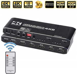 4K @ 60Hz EDID HDMI Matrix 4x 2 anahtar ayırıcı destek HDCP 2.2 uzaktan kumanda HDMI anahtarı 4x2 Spdif 4K çift HDMI ses ayırma - Product Image 2