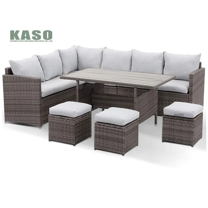 Conjunto de muebles de mimbre para exteriores, conjunto de muebles modernos de aluminio fundido para sofá, comedor, Patio, balcón, jardín