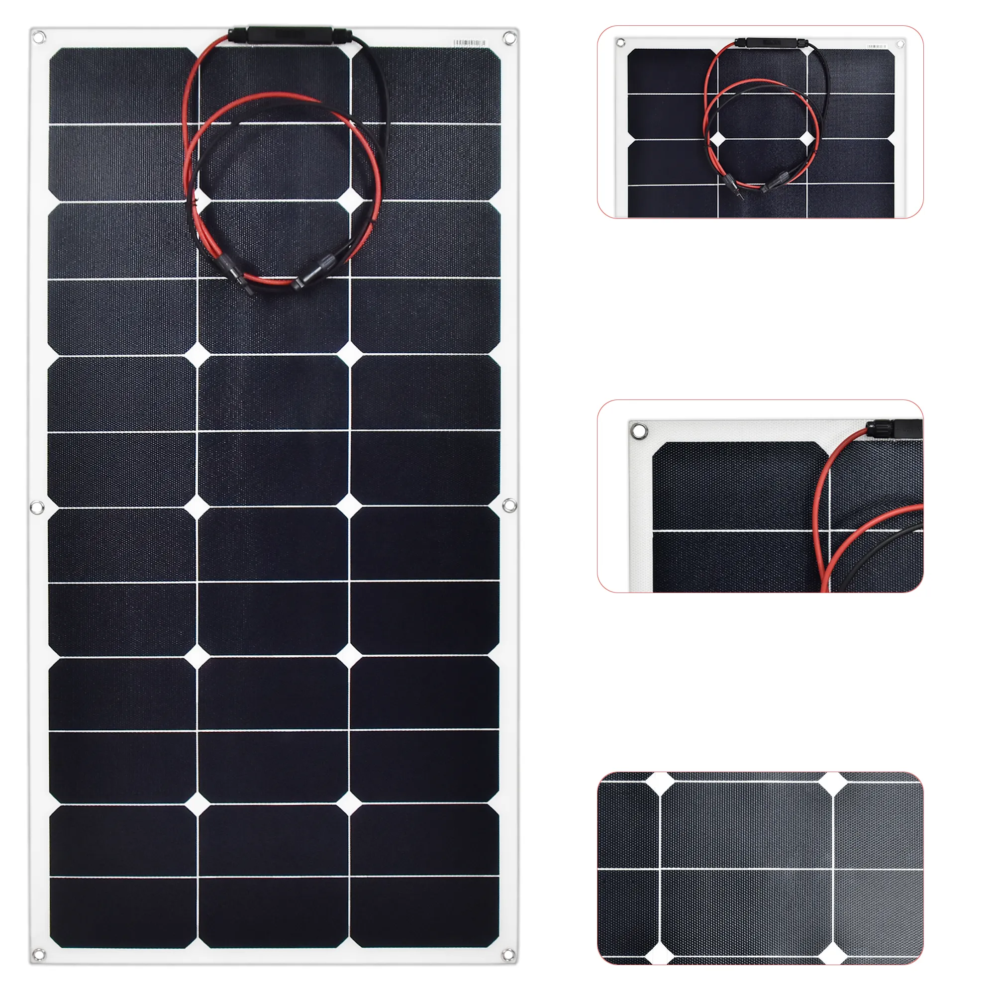 고효율 단결정 유연한 태양 전지 패널 100w 110w 200w ETFE 세미 유연한 태양 전지 패널