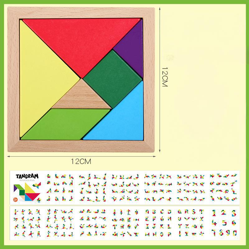 Casse-tête de tangram couleur hêtre 12*12cm