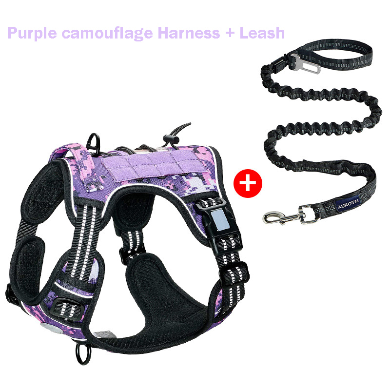 Purple camouflage Harness+Leash