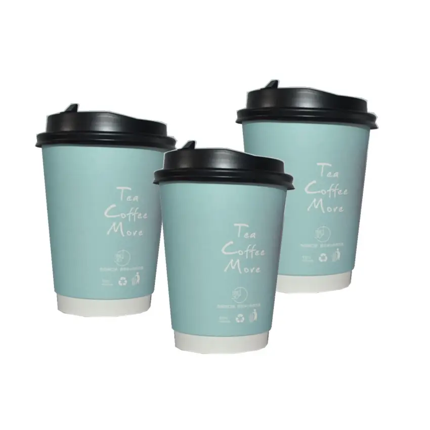 8oz 12oz 16oz Food Grade Double wall Coffee Cup PLA Paper Material Coffee Cups Available take away paper cups