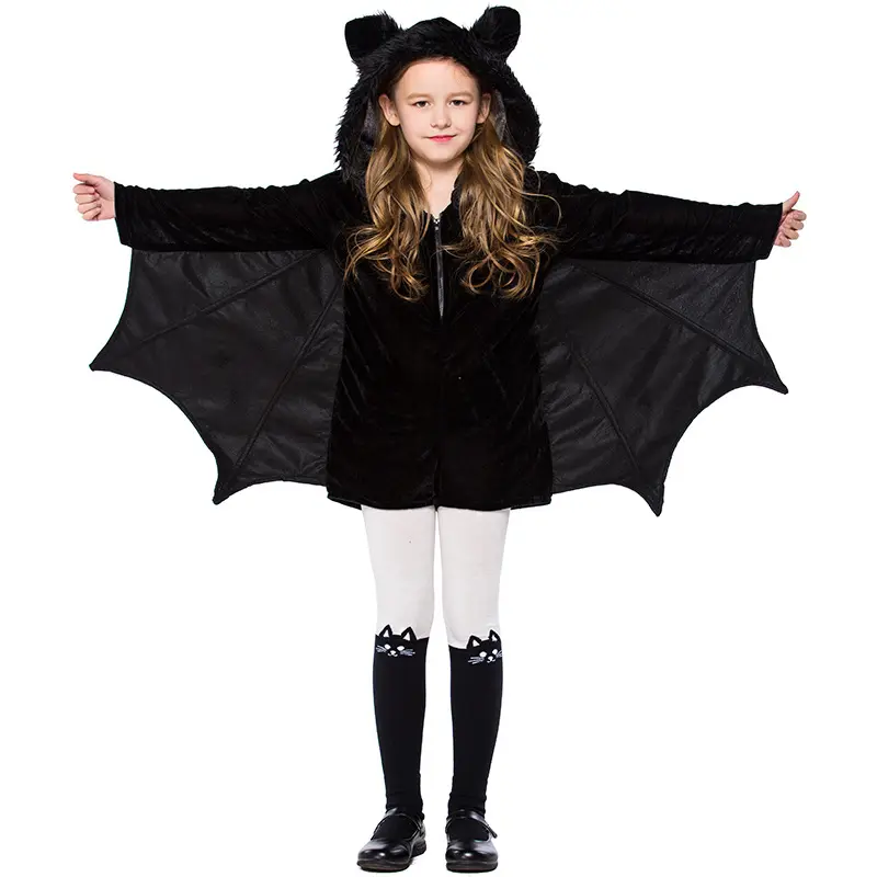 Fantasia de vampiro para crianças, dia das bruxas, traje de morcego