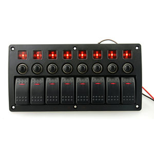 8 Gang Marine Boat Rocker Switch Panel Waterproof with <strong>Circuit</strong> <strong>Breaker</strong>, 12V ON-Off Toggle Switch Panel with Red LED Indicator - Product Image 3