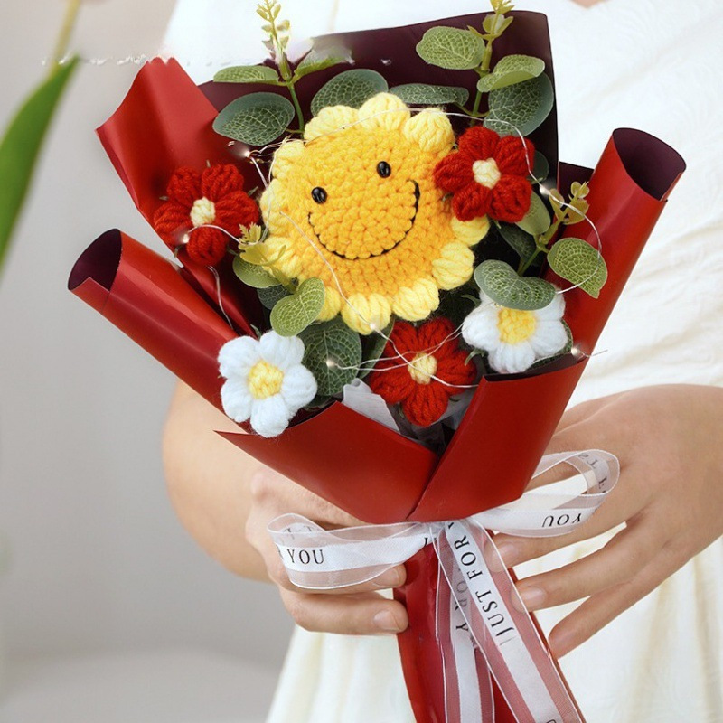 Mxh040-bouquet de tournesols souriants rouges