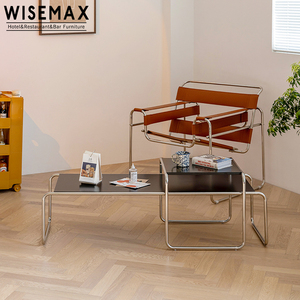WISEMAXFURNITUREモダンノルディックシンプルステンレススチールコーヒーテーブルセットウッドテーブルトップコンビネーションセンターテーブル - Product Image 2