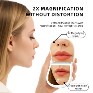 Xách tay <span class=keywords><strong>mini</strong></span> đôi bên nhỏ gọn đèn <span class=keywords><strong>Led</strong></span> Túi gương mỹ phẩm với 2X Magnifying - Product Image 3