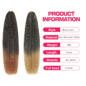 22Inch Nina Tổng Hợp Mali Bện Tóc Kinky Tóc Afro Kinky Marley Bện Cuba Marley Bện Tóc - Product Image 5