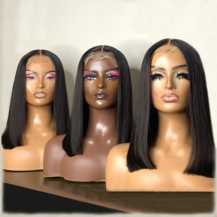 Hete Verkoop Lijmloze Human Hair Pruiken Bob Brazilian Hair 13X4 Full Lace Frontale Pruik 12 Inch Korte Kant Kant Pruiken Voor Zwarte Vrouwen