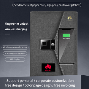 Inteligente la huella digital diario A5 negocios multifuncional cargador portátil USB con logotipo personalizado - Product Image 2