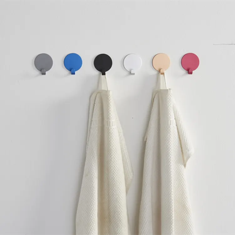 Home Bathroom Office Hooks Aluminum Round Adhesive Wall Coat Hook