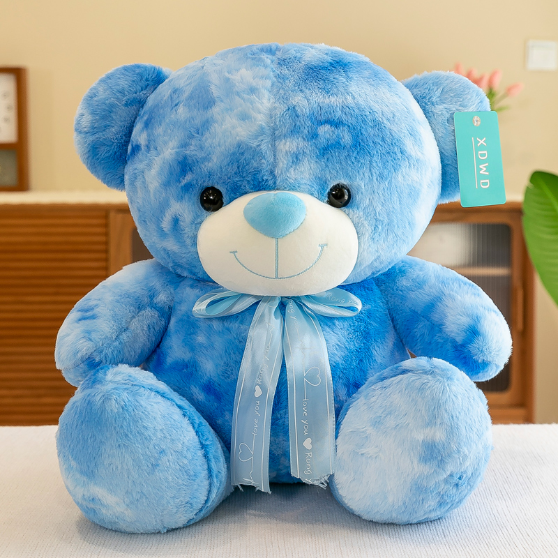 ぬいぐるみぬいぐるみ子供ギフト青いネクタイ染めクマソフトお座りクマぬいぐるみカスタムぬいぐるみ - Product Image 2