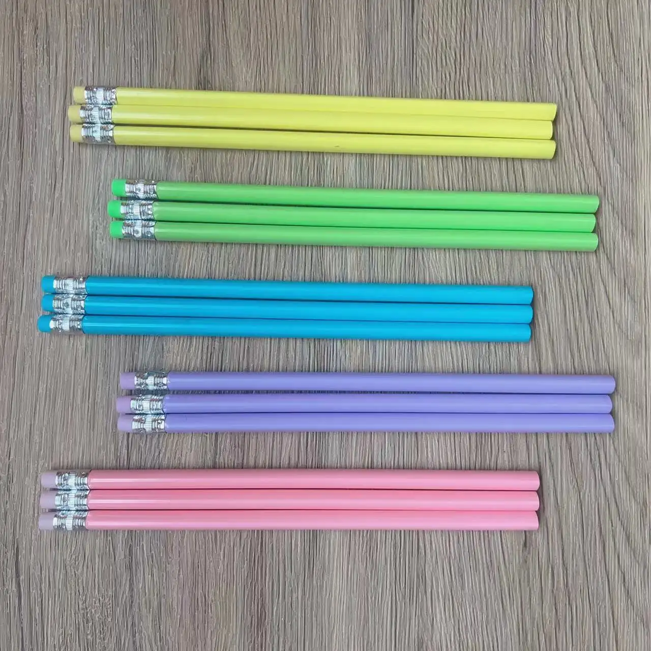 Pencil Wholesale Macaron Triangle Rod Sketch of Bright Lime with Rubber Head Painting Pen Learning Stationery HB