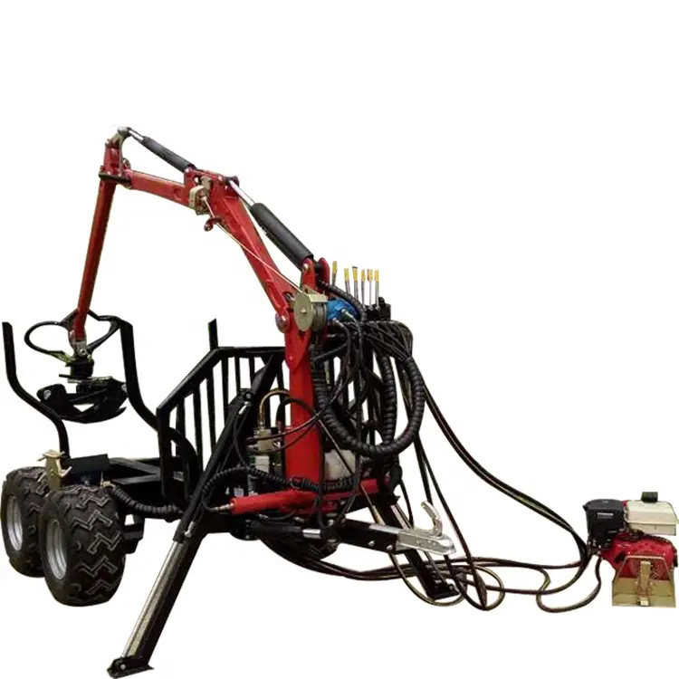 Tarım traktörleri kullanılan ATV yardımcı römork ormancılık makineleri için kereste vinç çeneli log römorklar