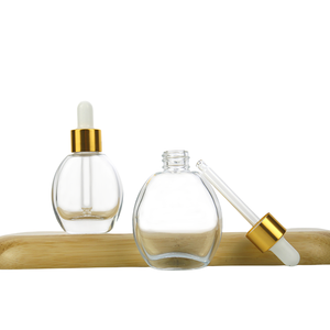 再利用可能な透明な楕円形10ml 20ml 30ml50ml化粧品アターフェイスアイヘアエッセンシャルオイル香水ガラスドロッパーボトル - Product Image 1