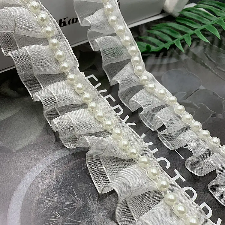ZSY 3D Organza volante ajuste nupcial encaje ajuste plisado ajuste para vestido de novia