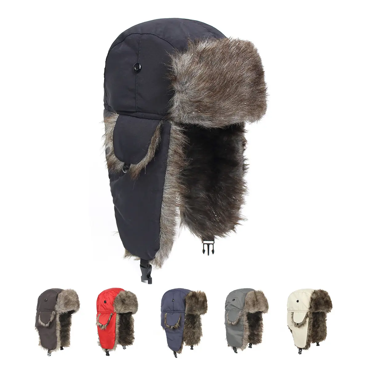 Inverno do homens Caçador Aviador Trooper Earflap Russo Quente Impermeável Ski Hat Bombardeiro Cap Russo Quente Orelha Protetores Chapéus