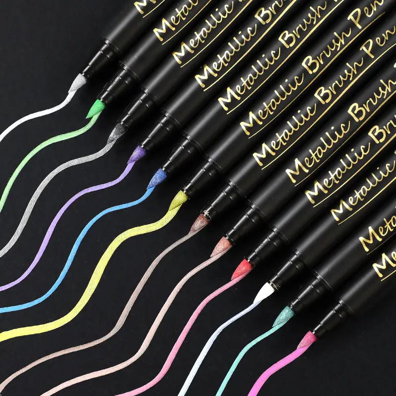 10 اللون ورأى تلميح خارج غرامة تلميح الدائم معدنية علامة الطلاء أقلام ل روك مجموعة أدوات رسم