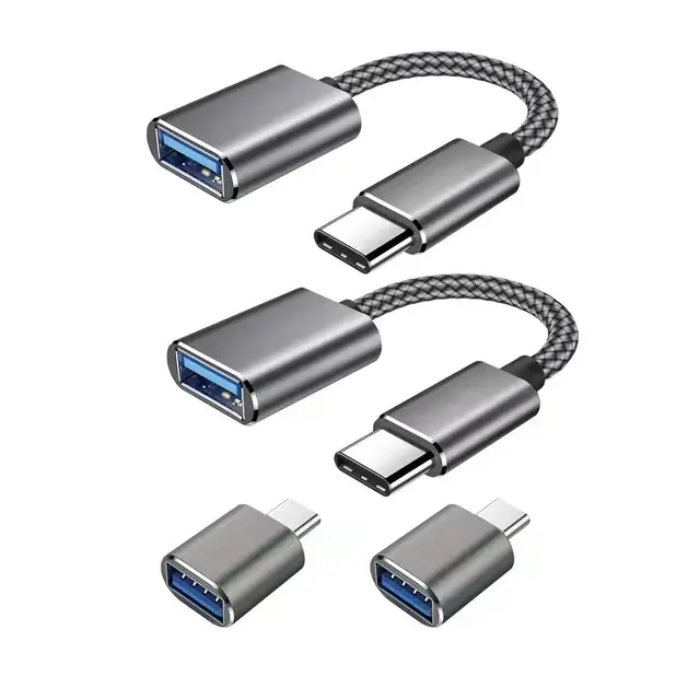 Kabel OTG USB C ke USB 3.0, Mouse Tipe C ke USB 4 buah Set adaptor USBC untuk Mac Air MacBook Pro Apple iPad Galaxy