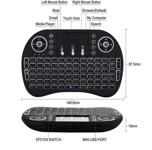 Mini teclado inalámbrico I8 de 2,4G, panel táctil retroiluminado, Air Mouse, Control remoto en inglés con receptor USB para Android TV Ma C BOX PS3 - Product Image 6