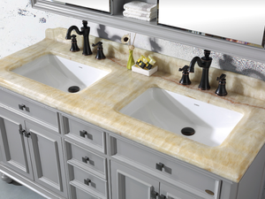 Sang Trọng USA Thiết Kế Đôi Lưu Vực Gỗ Rắn Thân Thiện Với Môi Chống Nước Phòng Tắm Vanity Phong Cách Cổ Điển Đóng Khung Gương Cho Khách Sạn - Product Image 2