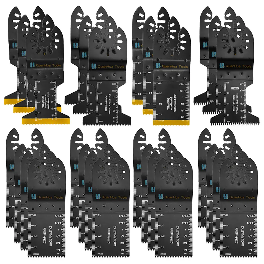 28PCS Professional Universal titânio Multitool lâminas para madeira plásticos Metal Quick Release Multi Tool Kits