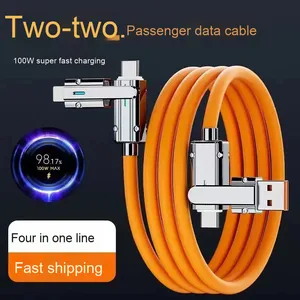 GEEK สายชาร์จเร็ว2-in-1, 4-in-1ชนิด C USB โทรศัพท์มือถือสายชาร์จพีวีซี180องศามุมขวา2เมตรสำหรับหูฟัง - Product Image 3