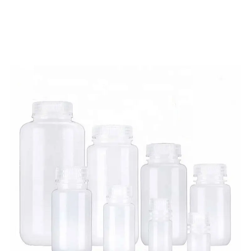 Botella médica de reactivo para uso médico, botella de PP transparente desechable con boca ancha
