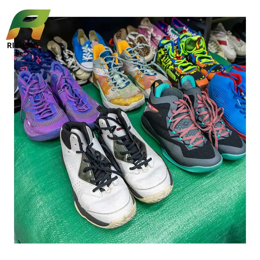 Stok çin marka erkekler ikinci el kullanılan spor basketbol sneakers ayakkabı