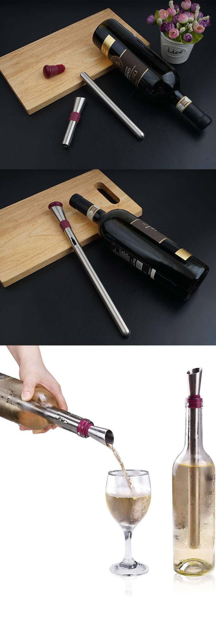 Bar Accessories Stainless Steel Rapid Instant Iceless Bottle Freezer Cooling Stick Cooler Wine Chiller Rod