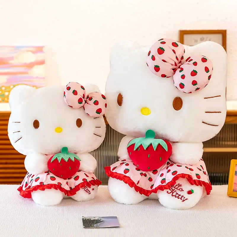 Nuevo Cute Strawberry Hello KT Cat Kitty Plush Sanrio Toys Popular Famoso Anime Cartoon Dolls
