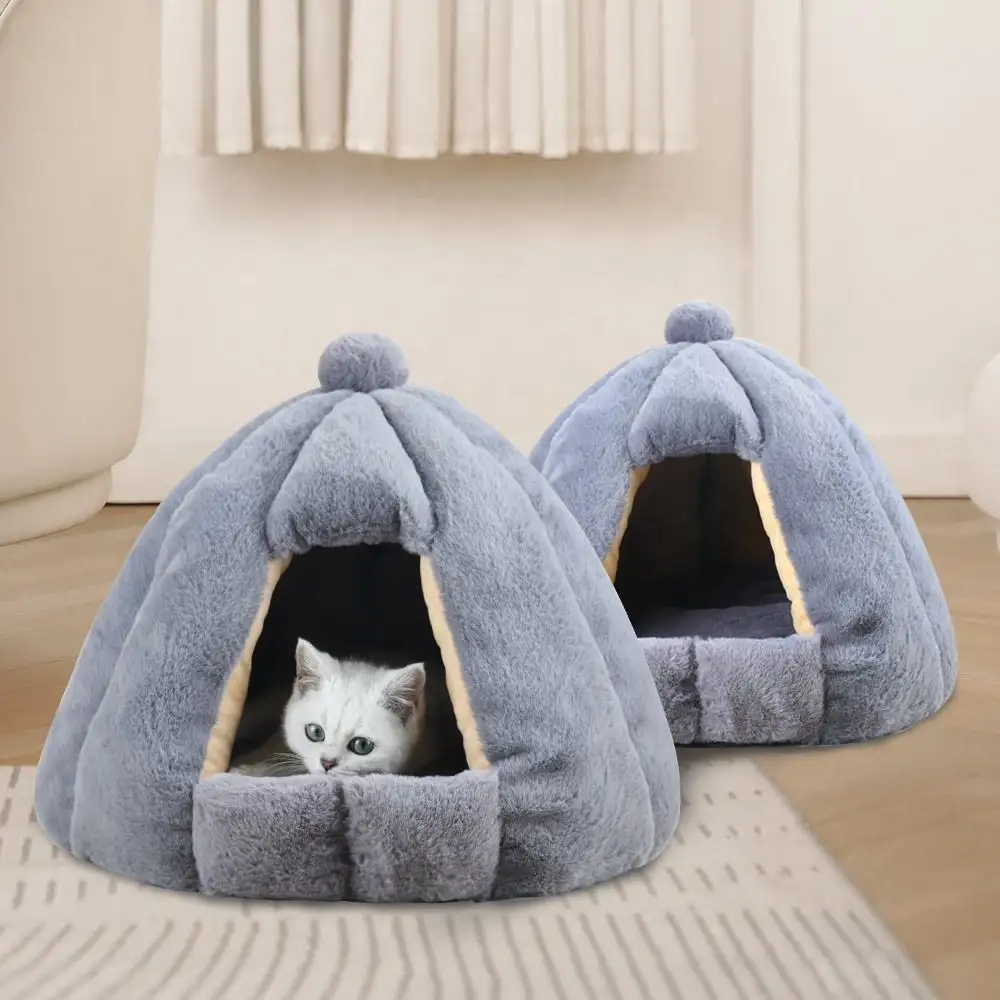 Tenda sarang kucing mewah untuk hewan peliharaan 2024, keranjang anjing kecil sedang, rumah anjing hangat gua anjing